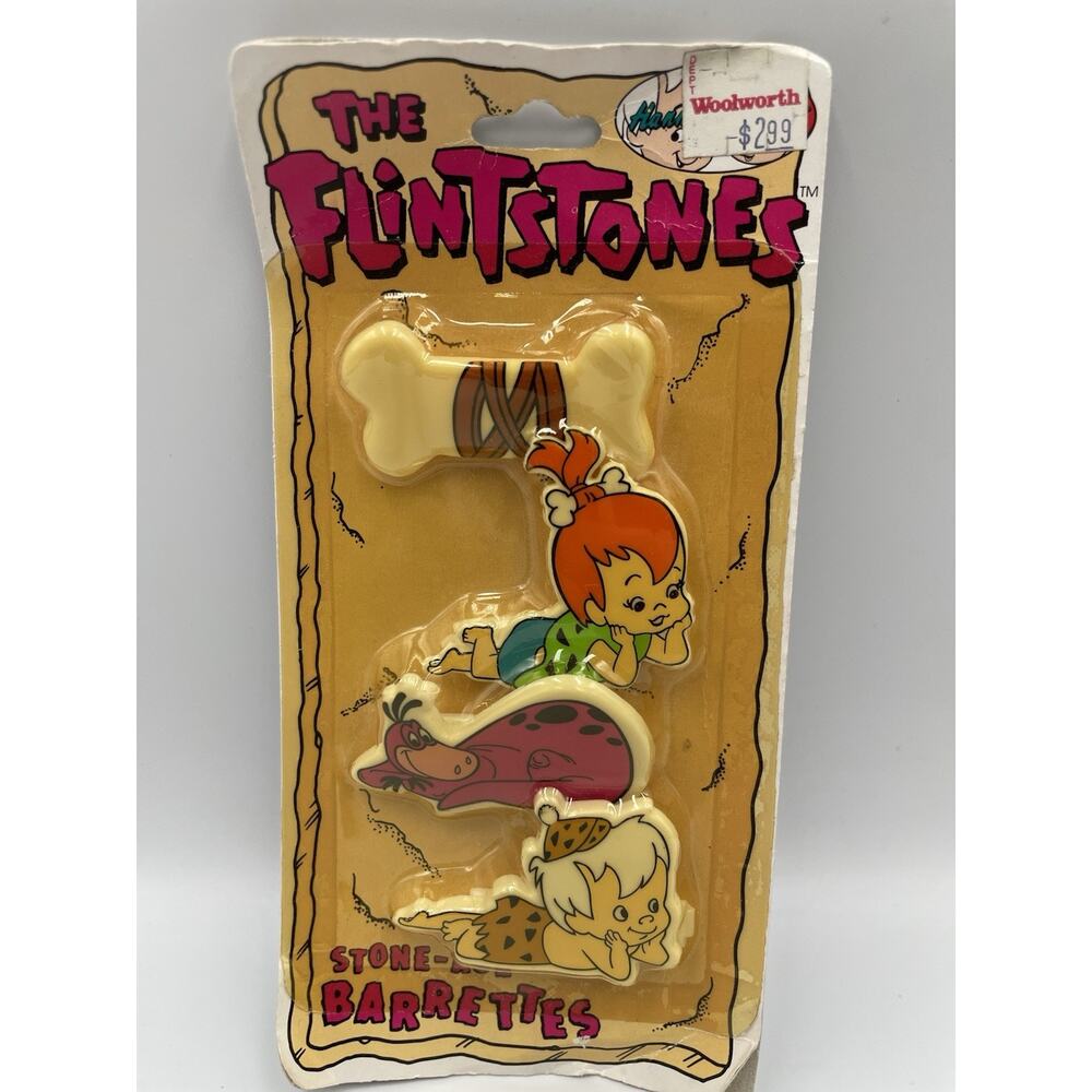 Vintage Flintstones Stone Age Barrettes - New in Pack!